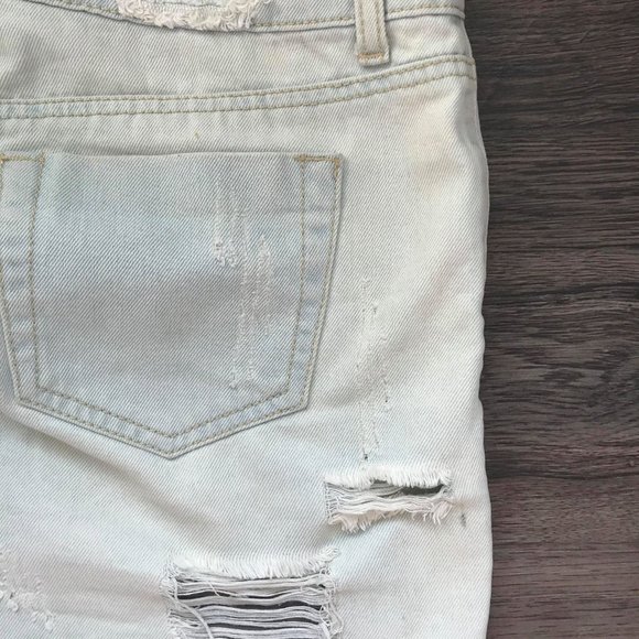 Light Wash Ripped Jean Skirt - Size Small - Picture 3 of 4